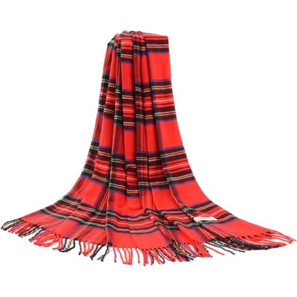 Oversized Tartan Blanket Scarf for Women – Cashmere-Feel Winter Shawl - Picture 9 of 10